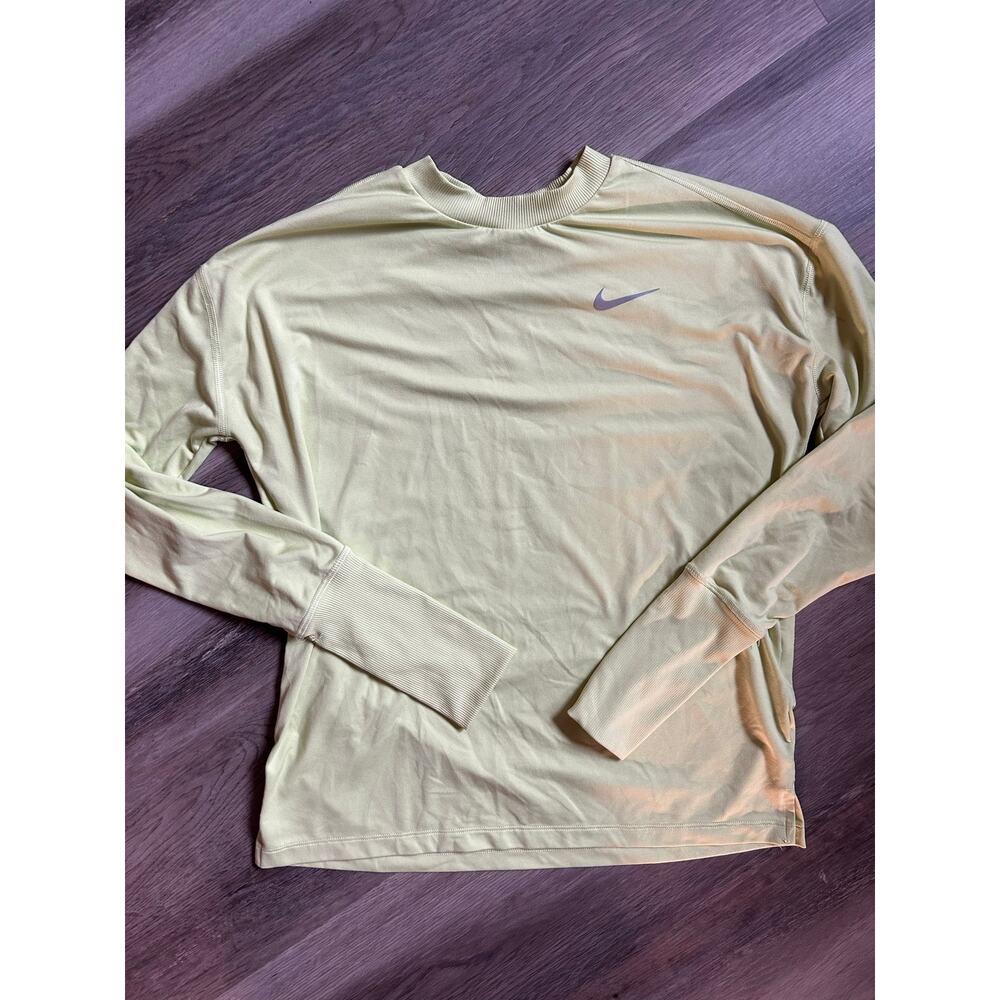 Nike Running Top Long Sleeve Dri-FIT Athletic Shirt Lime Green performance fit